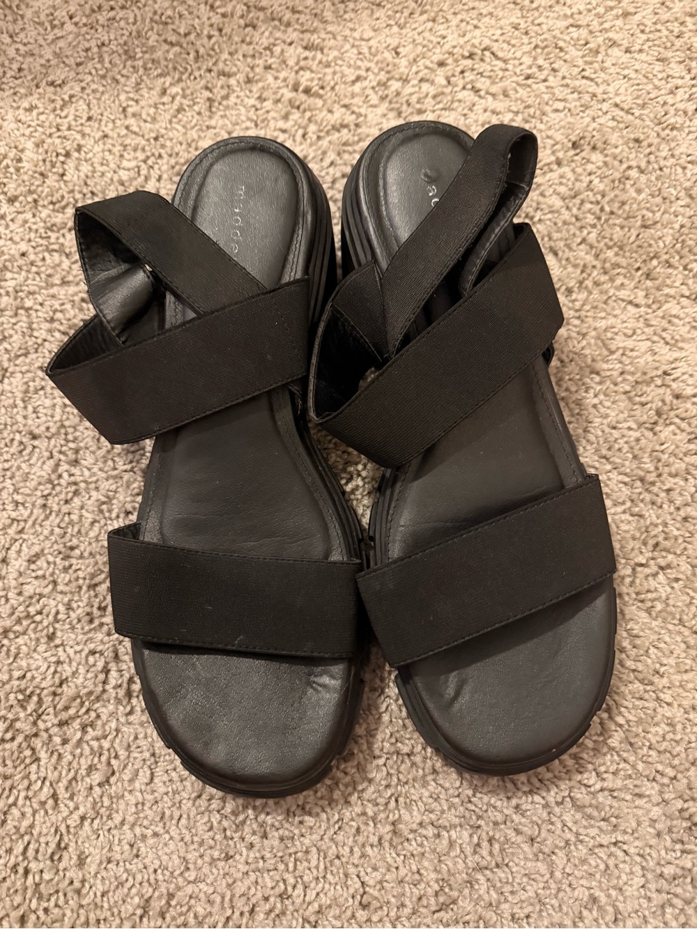 Madden Girl Black Elastic Strappy Platform Sandals